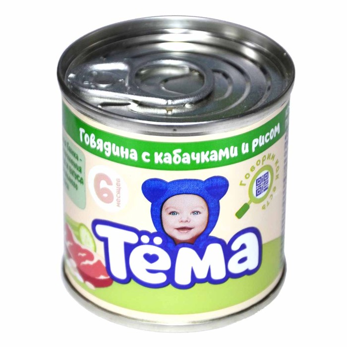 Пюре Тема говядина-кабачок-рис с 6мес 90гр ж/б