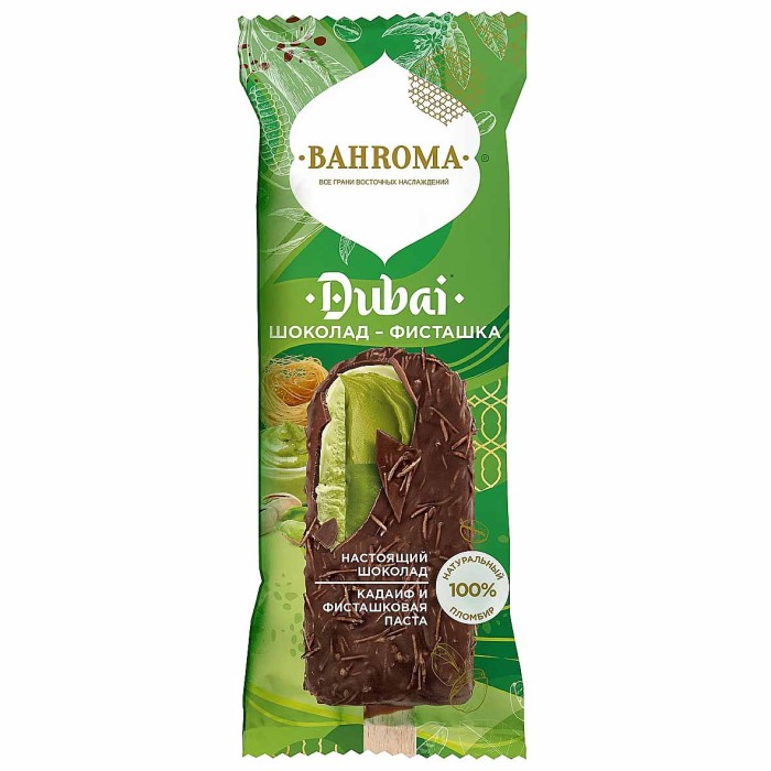 Мороженое Bahroma Dubai эскимо шоколад-кадаиф 90гр м/у