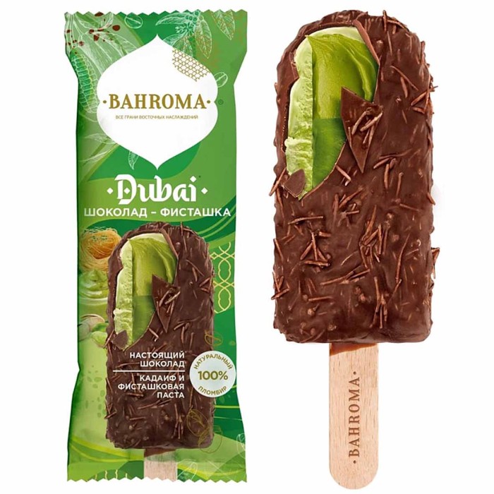 Мороженое Bahroma Dubai эскимо шоколад-кадаиф 90гр м/у
