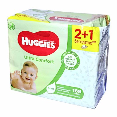 Салфетки влажные Huggies UC Aloe Triplo детские 168шт м/у