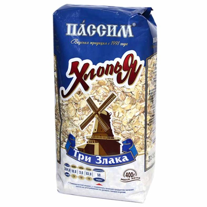 Хлопья Пассим 3 злака 400гр м/у