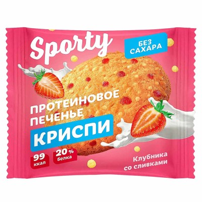 Печенье протеиновое Sporty Криспи клубника со сливками 30гр м/у