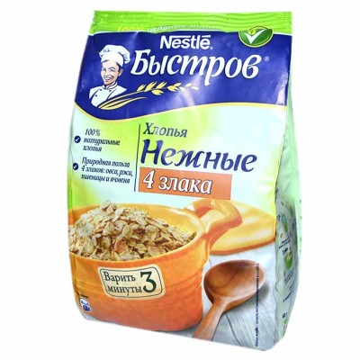 Хлопья овсяные Быстров 4 злака 350гр к/у