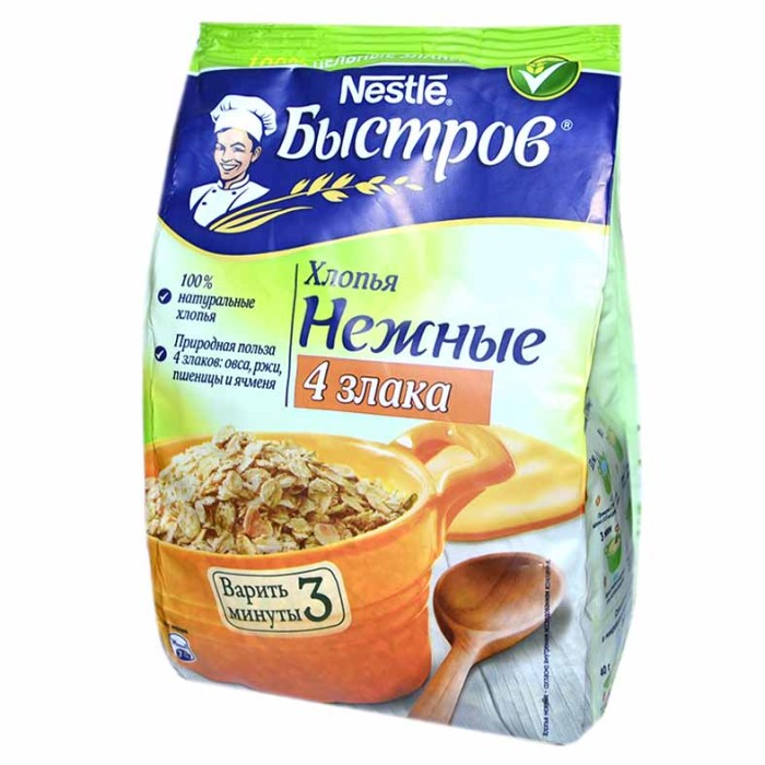 Хлопья овсяные Быстров 4 злака 350гр к/у