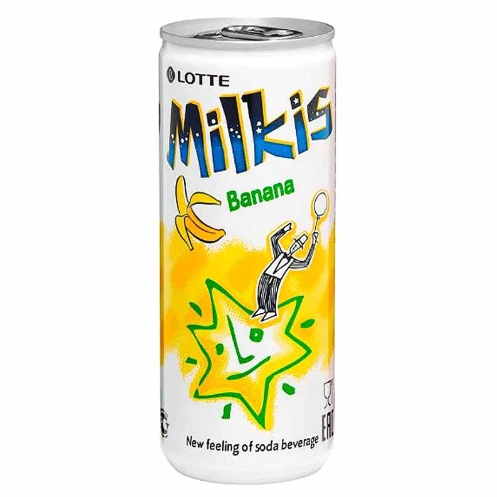 Напиток Lotte Милкис банан газ 250мл ж/б