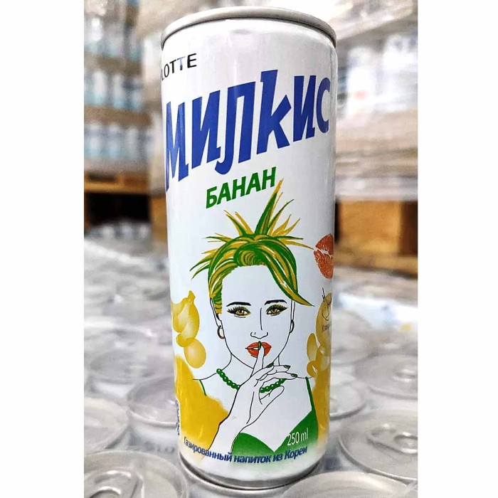 Напиток Lotte Милкис банан газ 250мл ж/б