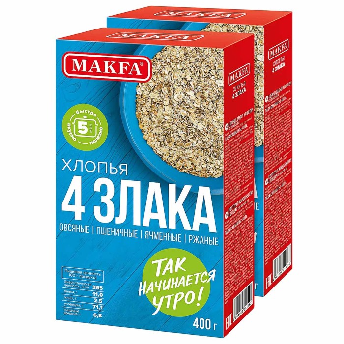 Хлопья Makfа 4 злака 400гр м/у