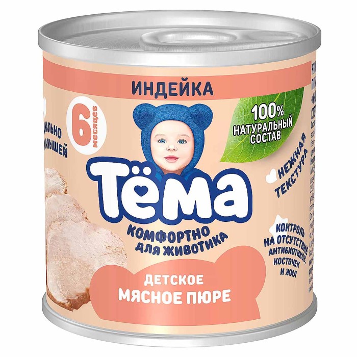 Пюре Тема индейка с 6мес 90гр ж/б