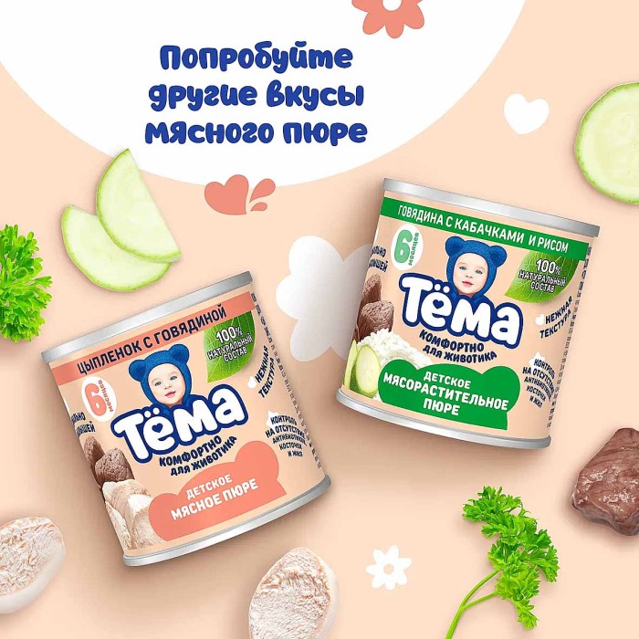 Пюре Тема индейка с 6мес 90гр ж/б