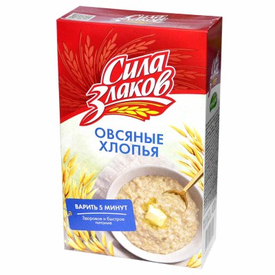 Хлопья овсяные Кунцево Сила Злаков треб варки 400гр к/у