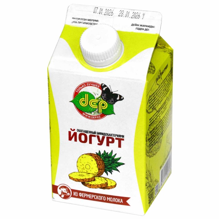 Йогурт питьевой dep ананас 2,5% 500мл пэт