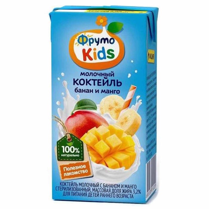 Коктейль молочный Фруто Kids банан-манго 200мл т/п
