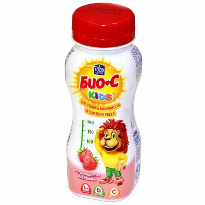 Йогурт питьевой Foodmaster Био-C kids клубника 1,5% 160гр пэт