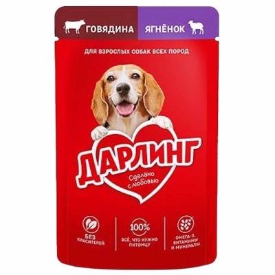 Корм для собак Darling говядина-ягненок 75гр пауч