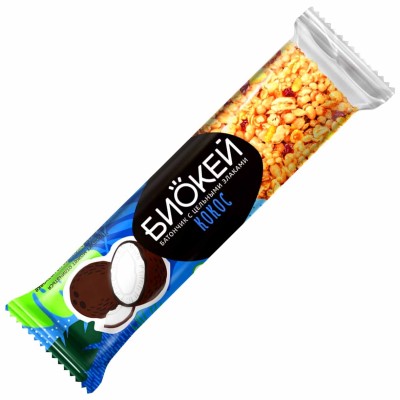 Батончик Биокей с кокосом и цельными злаками 25гр м/у