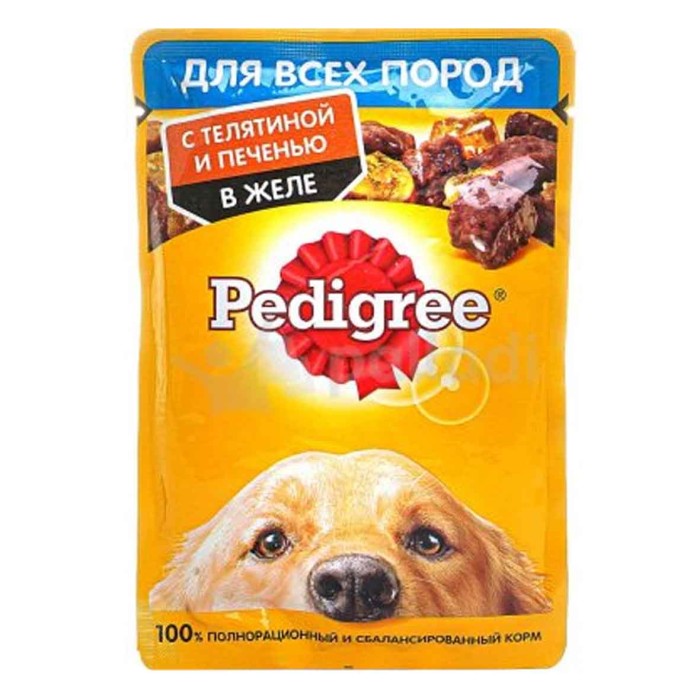 Корм для собак Pedigree телятина,печень желе 85гр пауч