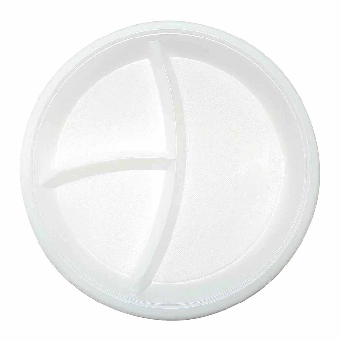 Тарелка Paclan Party пластик белая 3-х секционная 260мм 6шт м/у