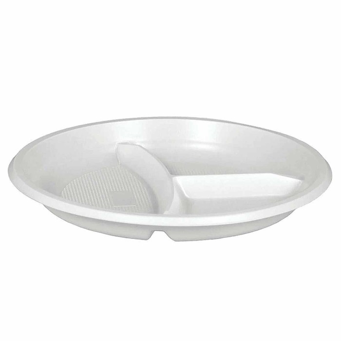 Тарелка Paclan Party пластик белая 3-х секционная 260мм 6шт м/у