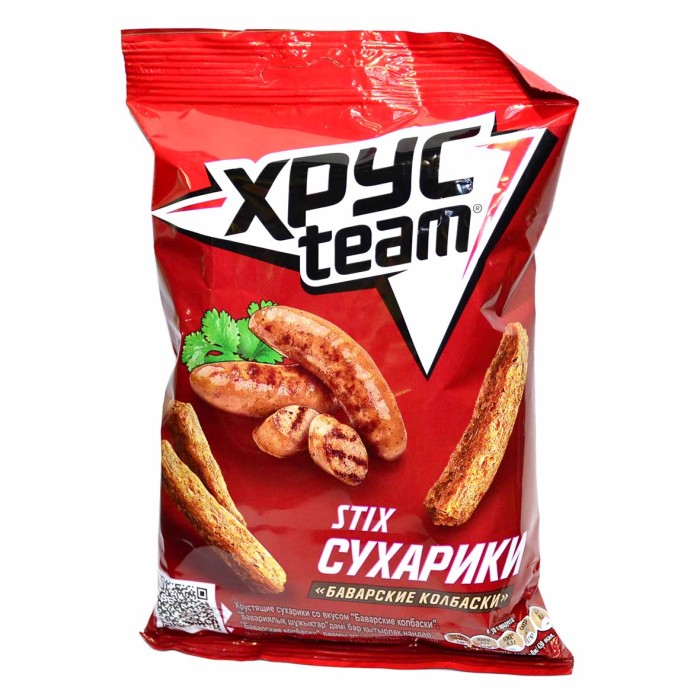 Сухарики Хрусteam Stix вкус баварские колбаски 75гр м/у