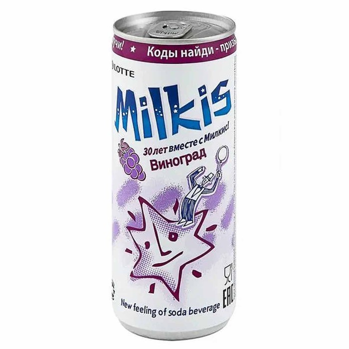 Напиток Lotte Милкис виноград газ 250мл ж/б