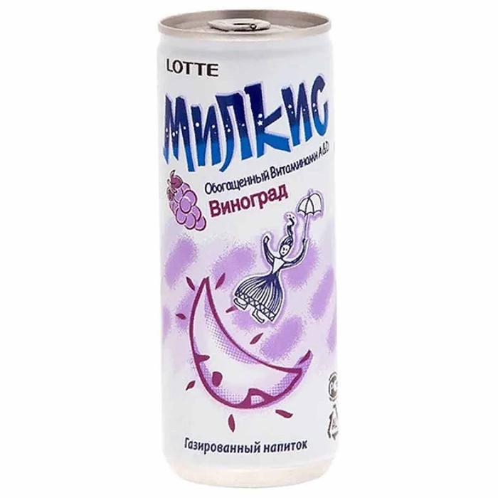 Напиток Lotte Милкис виноград газ 250мл ж/б