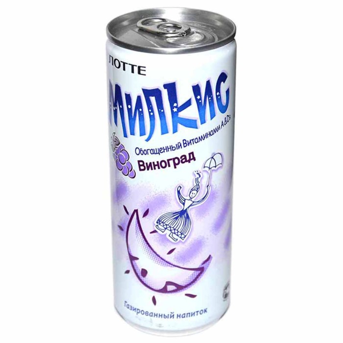 Напиток Lotte Милкис виноград газ 250мл ж/б