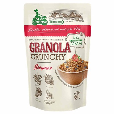 Мюсли Granola Crunchy Ягодные запеченные 60гр м/у