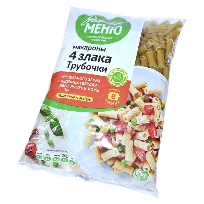 Макароны Здоровое меню трубочки 400гр м/у