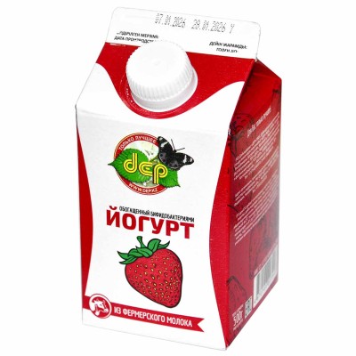 Йогурт питьевой dep клубника 2,5% 500мл пэт