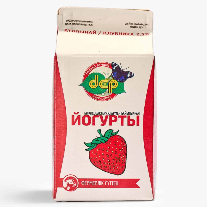 Йогурт питьевой dep клубника 2,5% 500мл пэт