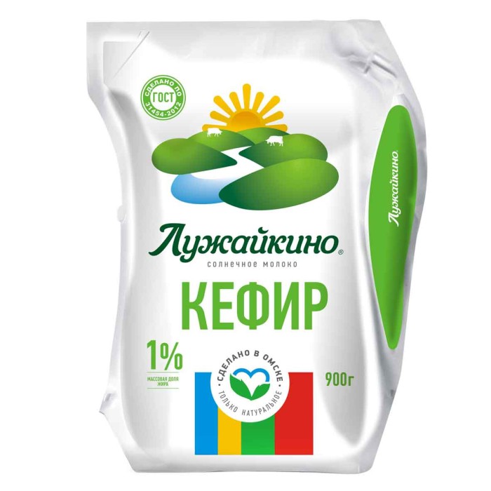 Кефир Лужайкино 1% 900гр кувшин