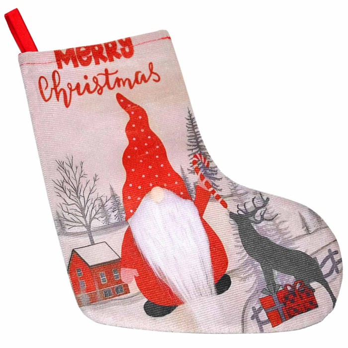 Украшение новогоднее Сапог-мешок на камин с рисунком