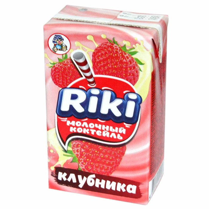 Коктейль молочный Riki Клубника 2% 250гр пэт