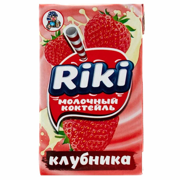 Коктейль молочный Riki Клубника 2% 250гр пэт