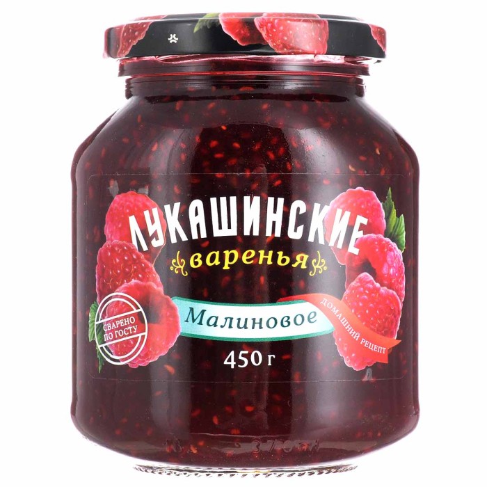 Варенье Лукашинские малиновое 450гр ст/б