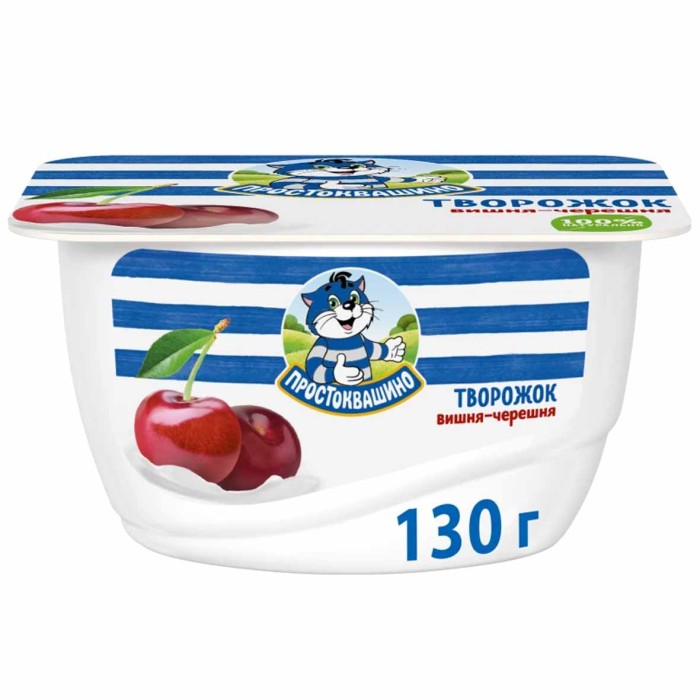 Творожок Простоквашино Вишня-Черешня 3,6% 130гр пэт
