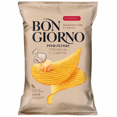 Чипсы Bon Griorno рифленые вкус Трюфель с сыром 80гр м/у