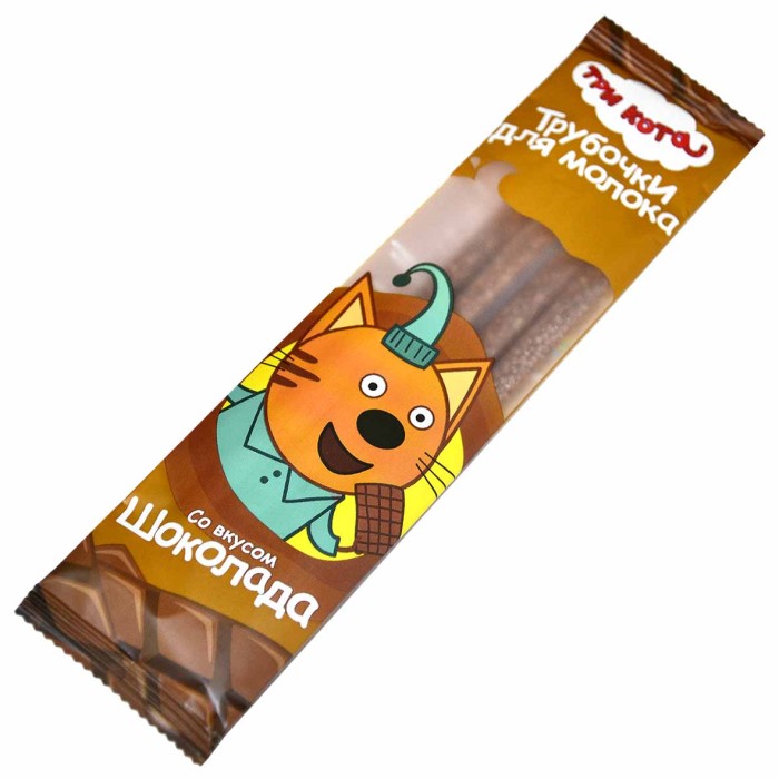 Трубочки для молока Три кота шоколад 12гр м/у