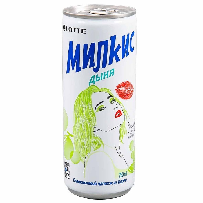 Напиток Lotte Милкис дыня газ 250мл ж/б