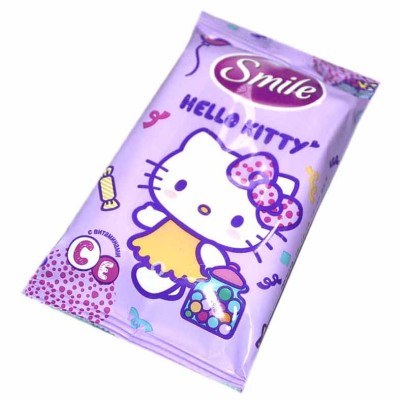 Салфетки влажные Smile Hello Kitty микс детские 15шт м/у
