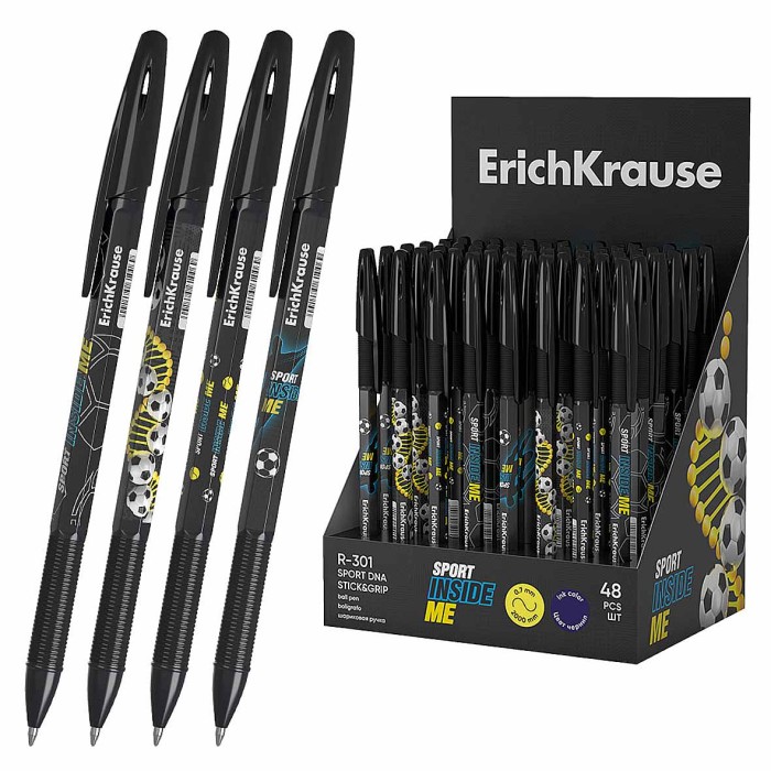 Ручка шариковая Erich Krause R-301 Stick&Grip Sport Dna синяя 0,7мм арт61006