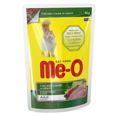Корм для кошек Ме-о кусочки курицы в соусе 80гр пауч