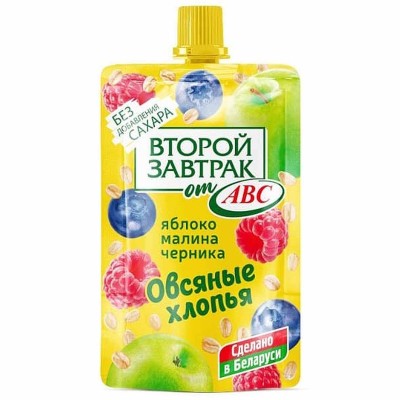 Десерт АВС Второй Завтрак Яблоко,малина,черника,овсяные хлопья 200гр д/п
