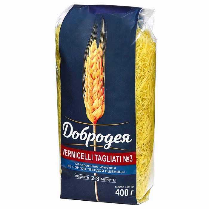 Макароны Добродея Vermicelli Tagliati №3 в/с 400гр м/у