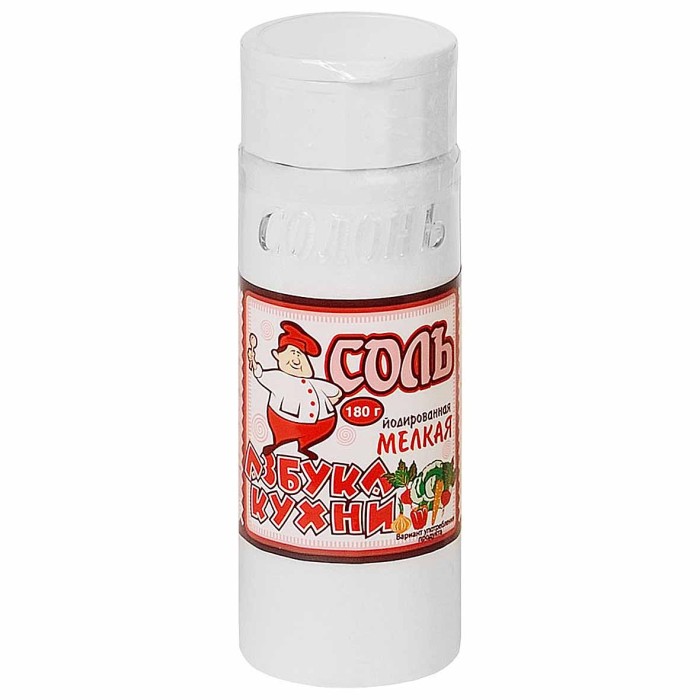 Соль Азбука Кухни Экстра йодированная мелкая 180гр пэт