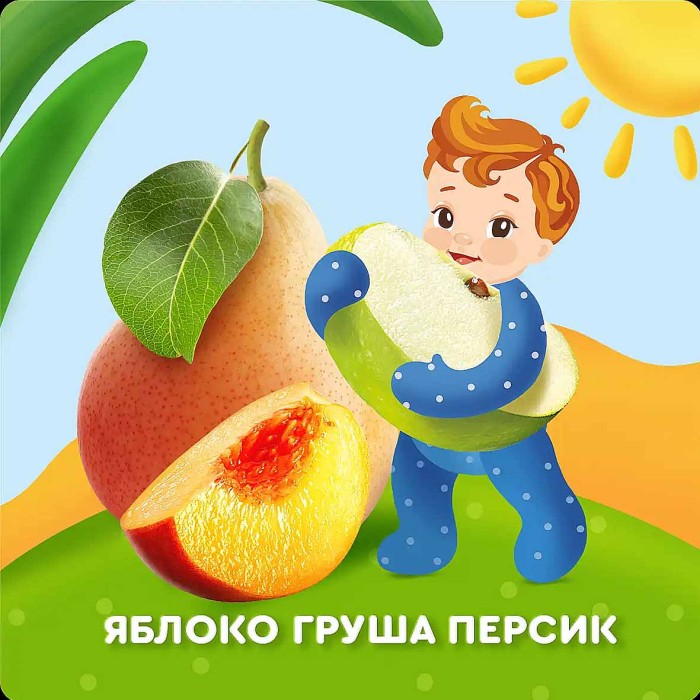 Пюре Агуша яблоко-груша-персик с 5мес 100гр ст/б