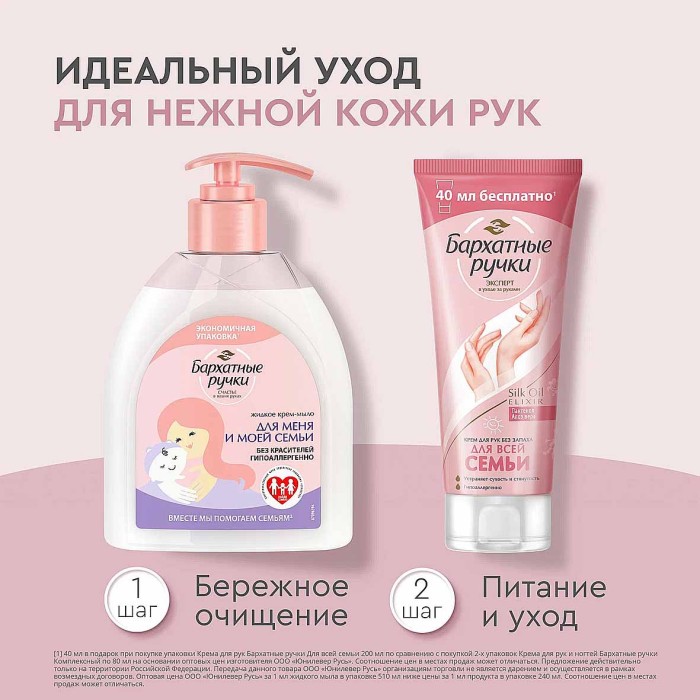 Крем для рук Бархатные ручки Для всей семьи 200мл туба