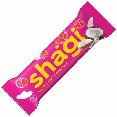 Батончик кокосовый Shagi со вкусом малины глазир 40гр м/у