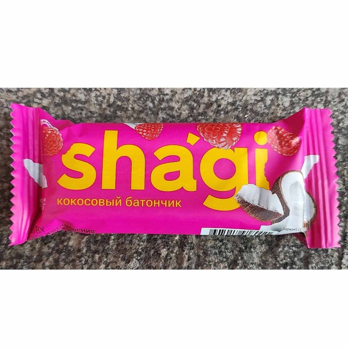 Батончик кокосовый Shagi со вкусом малины глазир 40гр м/у