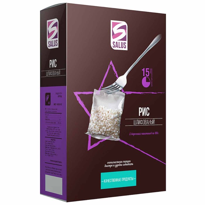Крупа рис Salus шлифованный 400гр к/у